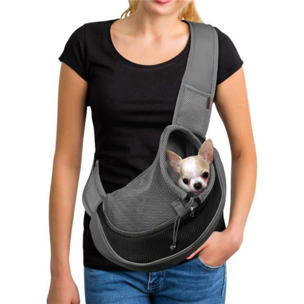 Pet Dog Sling Carrier Large Pocket Adjust Strap Anti-Falling Design Breathable
